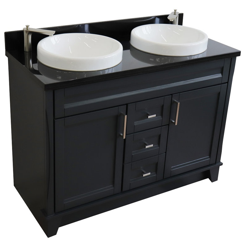 Ensemble de meuble-lavabo double 49 po Rouleau, Noir galaxie