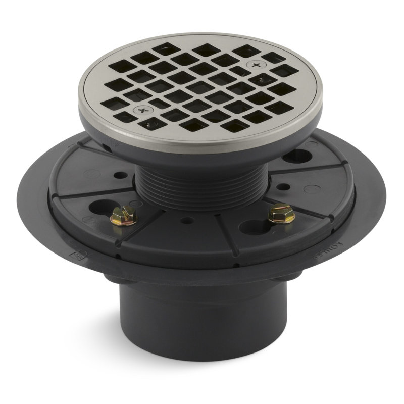 Round Design 3" Grid Shower Drain, Vibrant Brushed Nickel