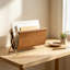 Porte-lettres Mid-Century en similicuir caramel