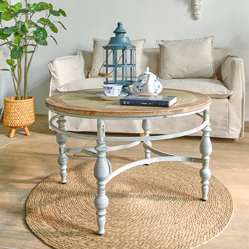 Accent Rustic Wooden Carved Coffee Table