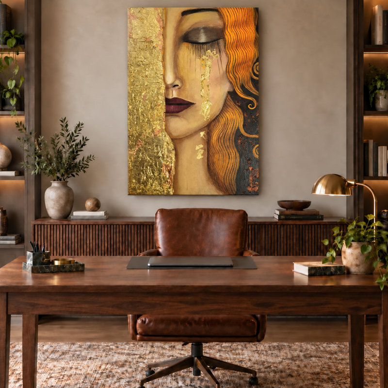 «Freya’s Tears Reproduction» par Gustav Klimt, peinture sur toile tendue, 60" H x 40" W