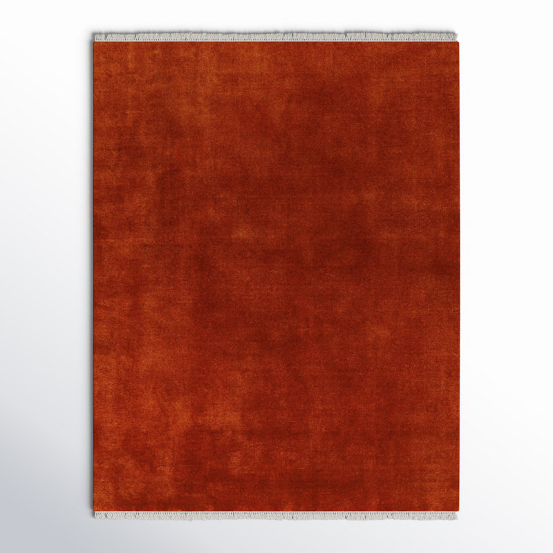 Tapis rouge en laine tissé à la main Clio, Rectangle de 10 pi x 14 pi