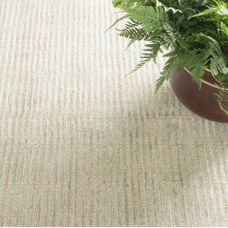 Cut Stripe Ocean Hand Knotted Viscose/Wool Rug