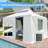 12'X12' Gazebo Cover For Hardtop Gazebos, Outdoor Universal Winter Gazebo Cover With Sidewalls And Mesh Windows, All Season Waterproof Enclosed Gazebo Cover, White-123203343