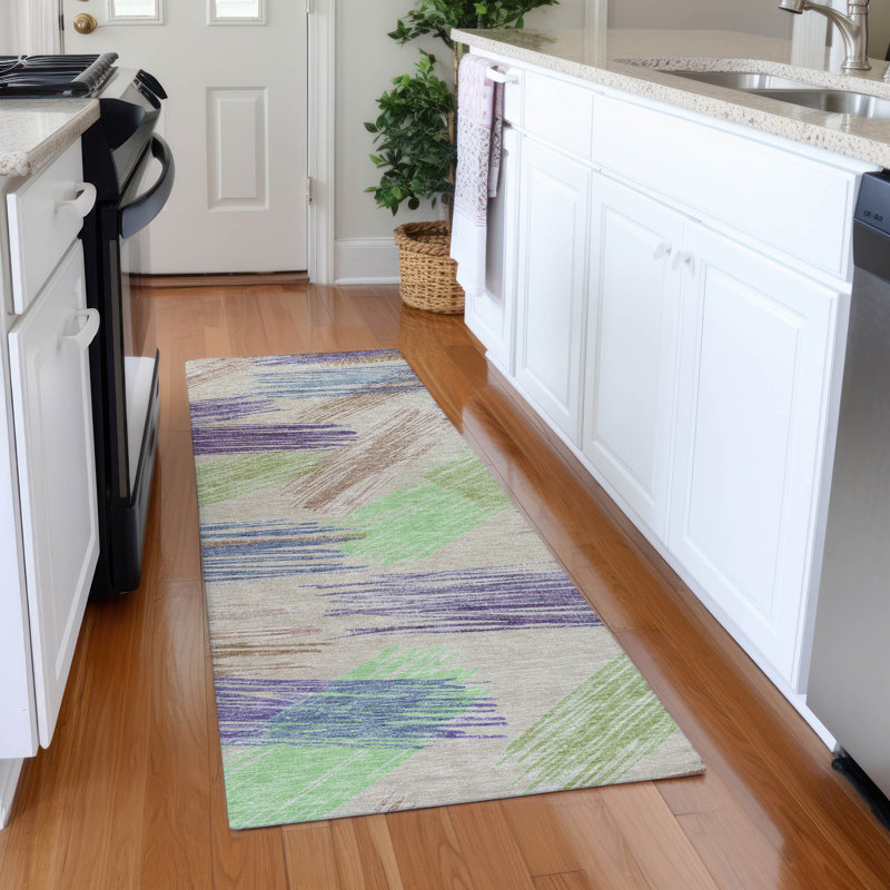 Premium Machine Washable Mehara AMF1696 Stripes Rug, Runner 2'3" x 7'6"