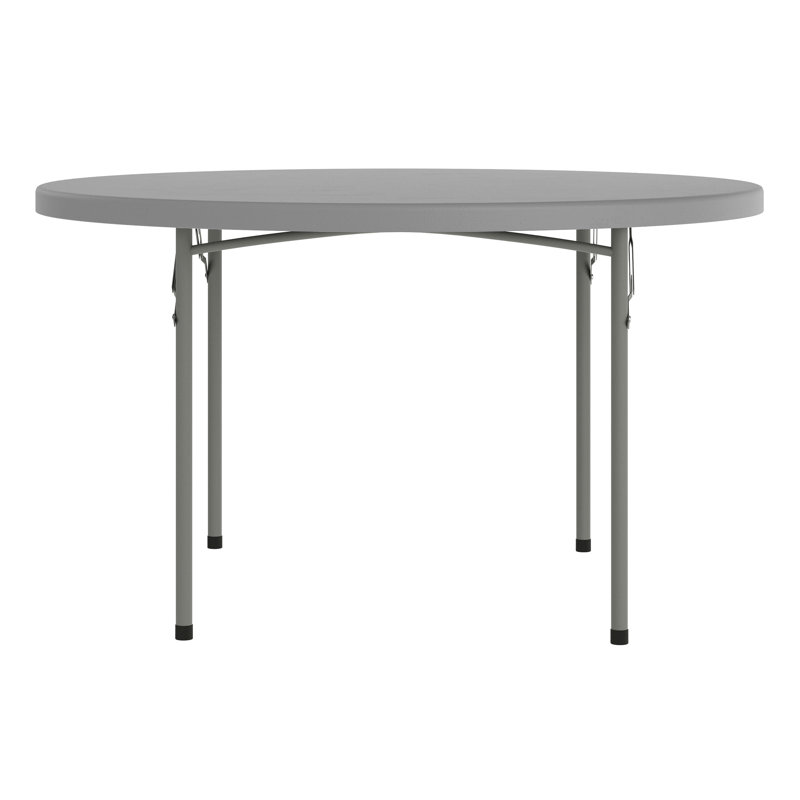 Parker Round Plastic Event Folding Table, 29.25" H x 48" L x 48" W, Gray
