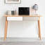 Bureau d'ordinateur en bois massif - Bureau de 47 po de grande taille avec 2 tiroirs, table d'ordinateur de style simple et moderne avec espace pour le bureau à domicile, le travail, les étudiants, le bureau de travail (hêtre)