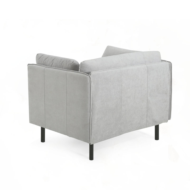 Chaise longue 39 po en similicuir noir rétro, Gris clair
