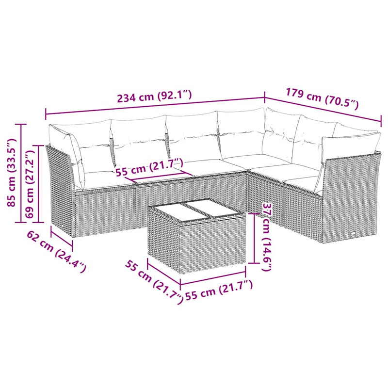 Grand canapé modulaire en rotin PE Vidaxl