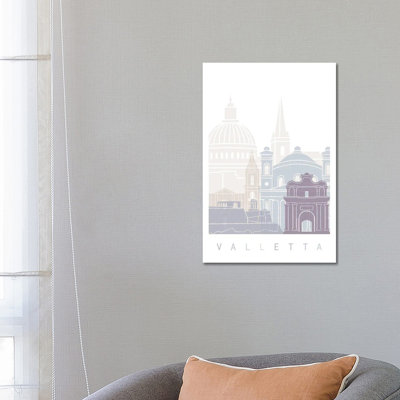 Valleta Skyline Poster Pastel by Paul Rommer - Gallery-Wrapped Canvas Giclée on Canvas