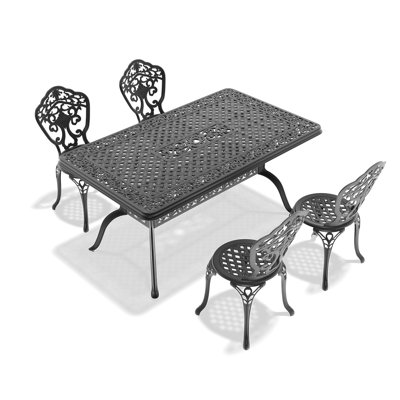 5 salles à manger en fonte d'aluminium avec finition noire, conception en fatigue toutes saisons, aluminium, noir, ergonomique