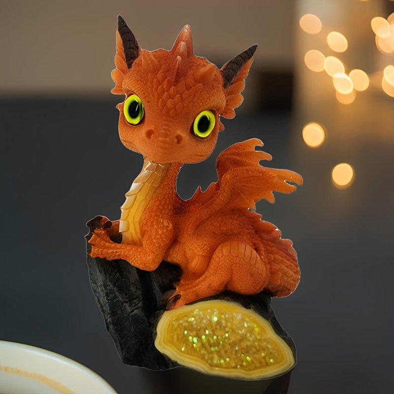 Figurine de dragon artificiel orange 5,25 "H