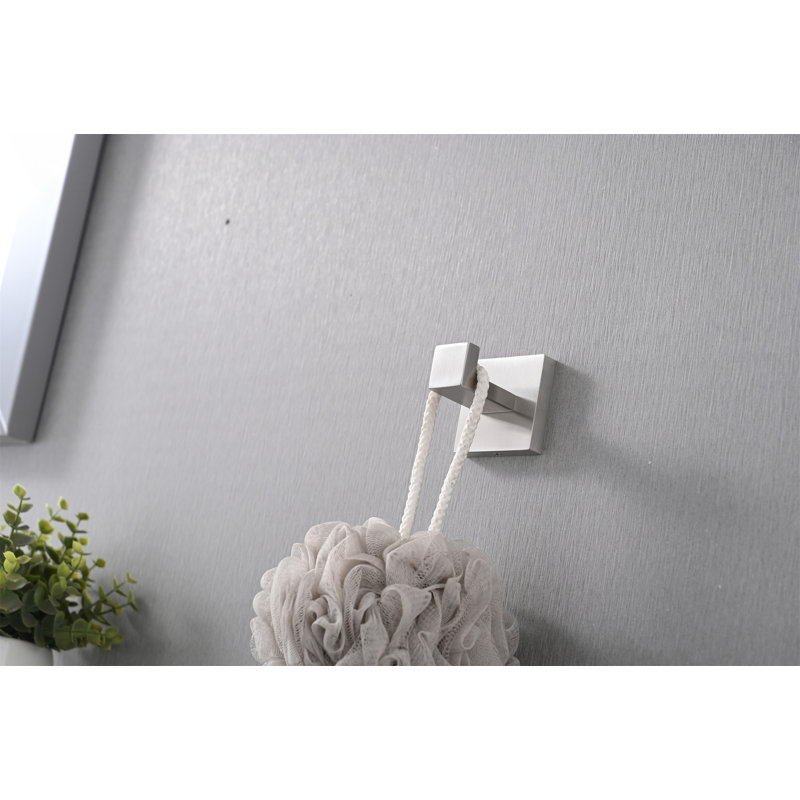 Paquet de 2 crochets à serviettes muraux en acier inoxydable pour salle de bain, chambre à coucher et cuisine, Nickel brossé