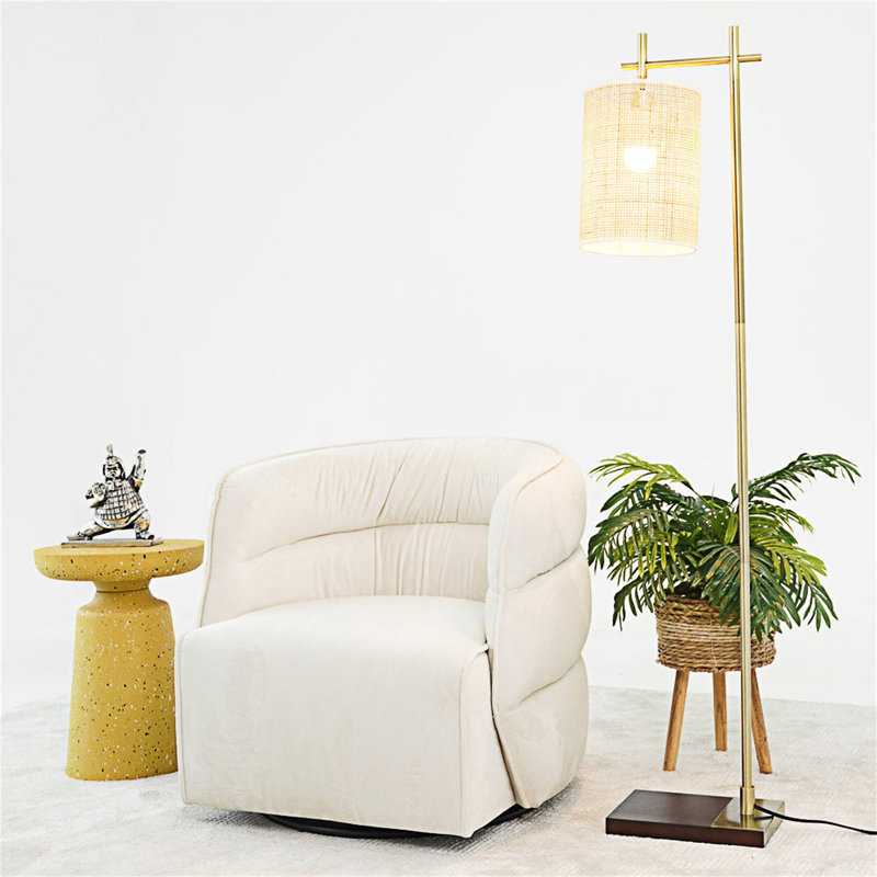 Chaise pivotante rembourrée, Crème, crème