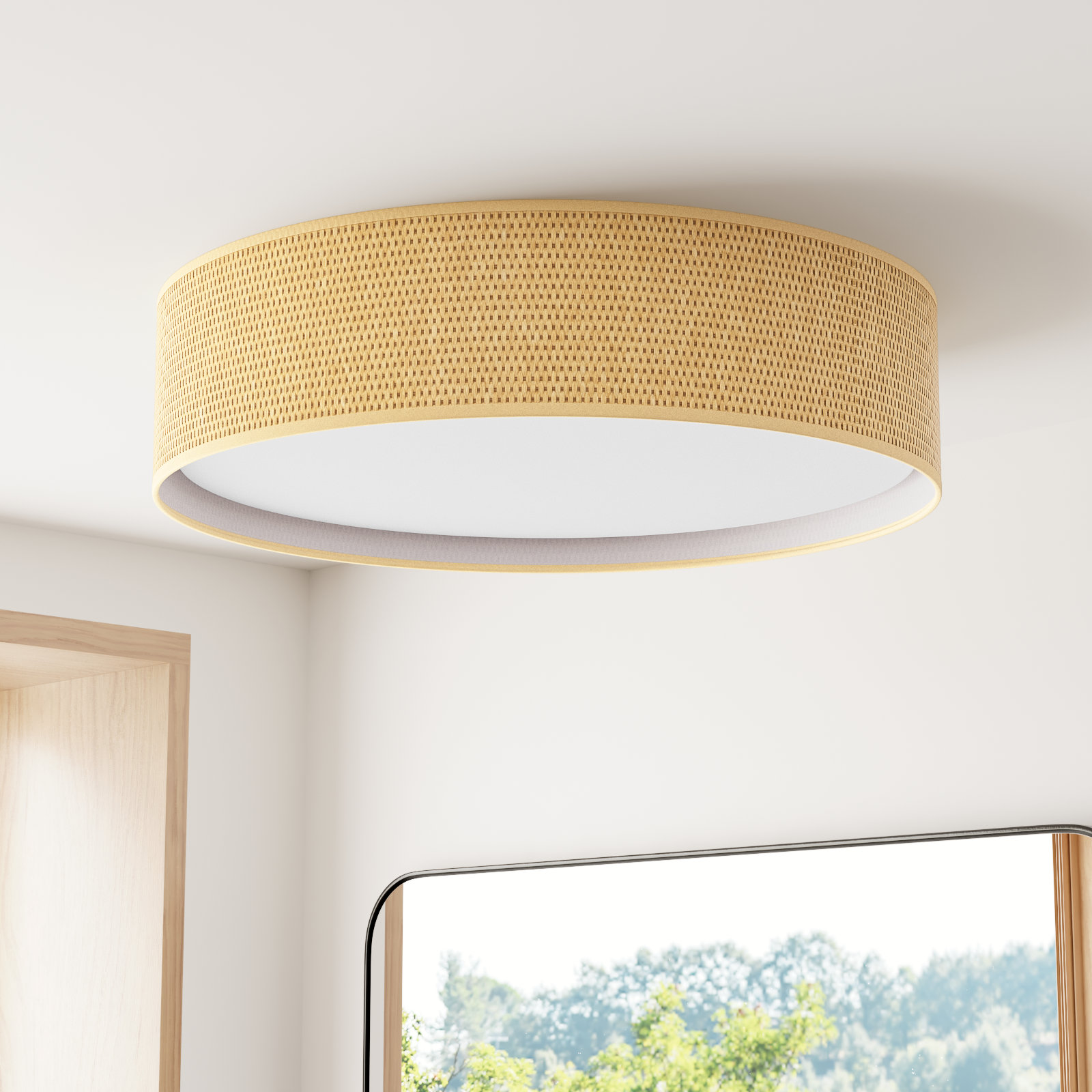 Jessalyn 5 Light LED Flush Mount, Grass Cloth