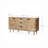 59.1" W 2-door 3-Drawer Sideboard Cabinet with rounded corner Natural Oak Manufactured Wood