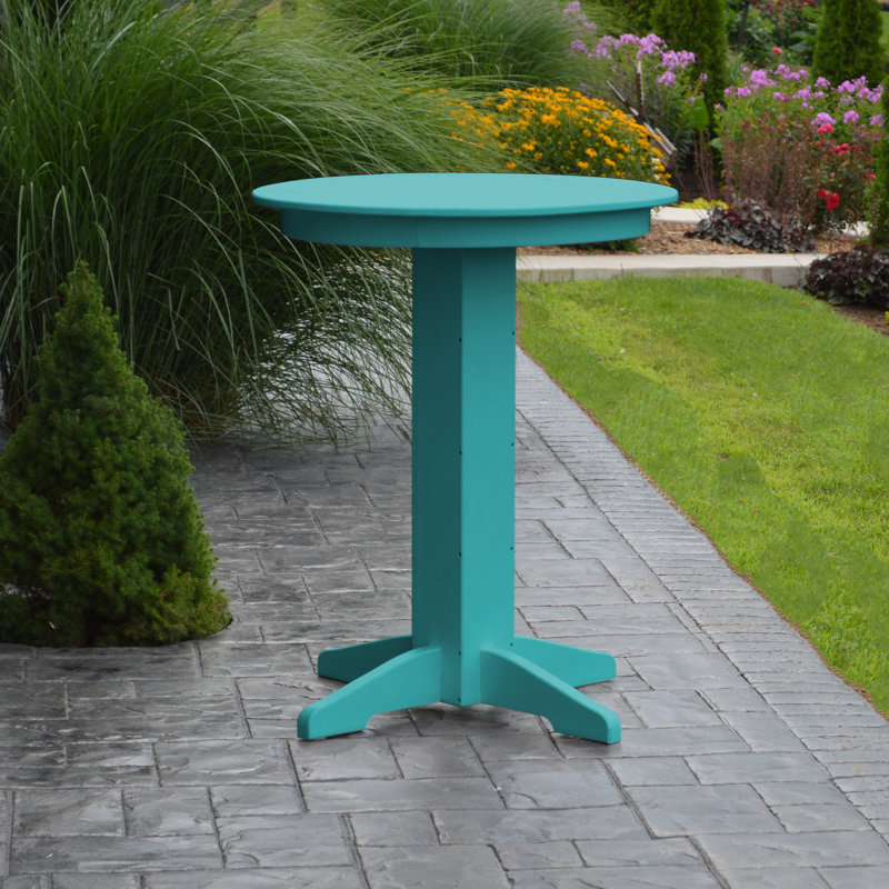 Nettie Round Outdoor Bar Table , in. W in. D, Aruba Blue, 33" W x 33" L x 42" H