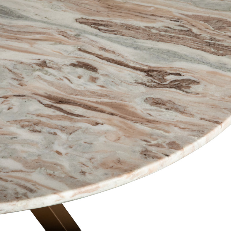 Malibu 48" Round Table in Sawar Marble with Antique Gold Base