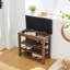 Tabouret réglable en hauteur confortable, bois d'hévéa brun, cuir, espace de rangement et banc pratique, hauteur réglable, trois couches de ventilation-1036690138