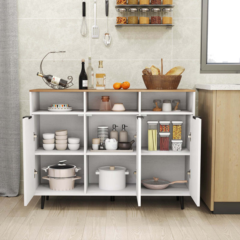 Buffet Buffet avec 3 compartiments ouverts 3 portes 5 tablettes réglables