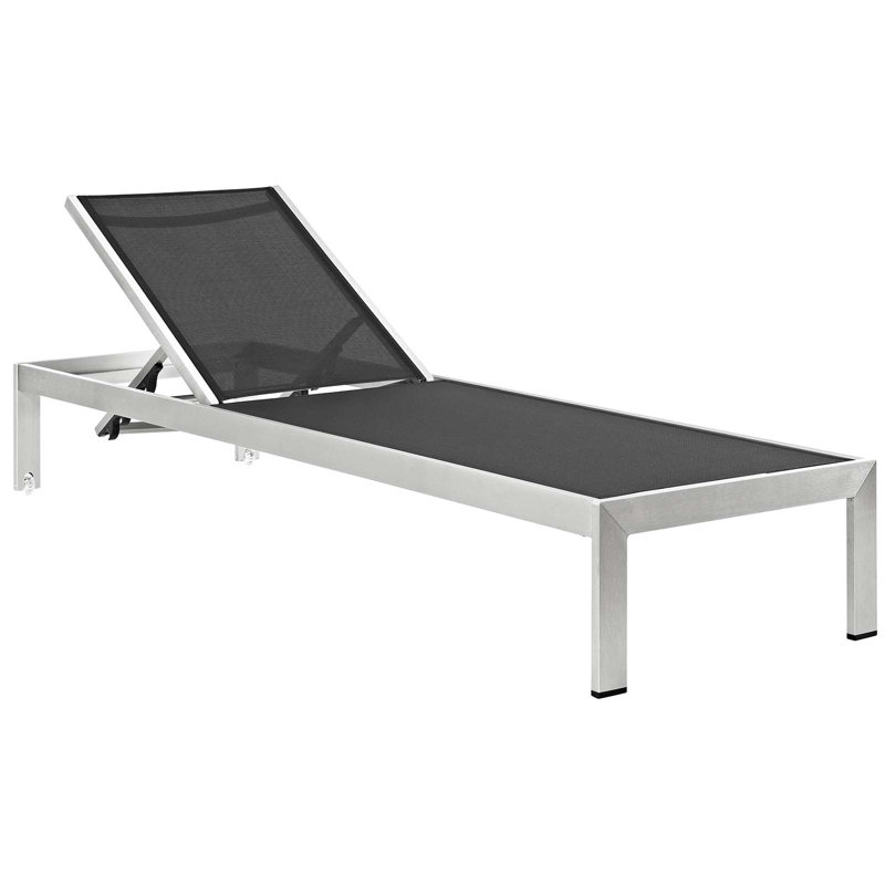 Chaise de patio d'extérieur en aluminium avec coussins Shore, Bleu marine