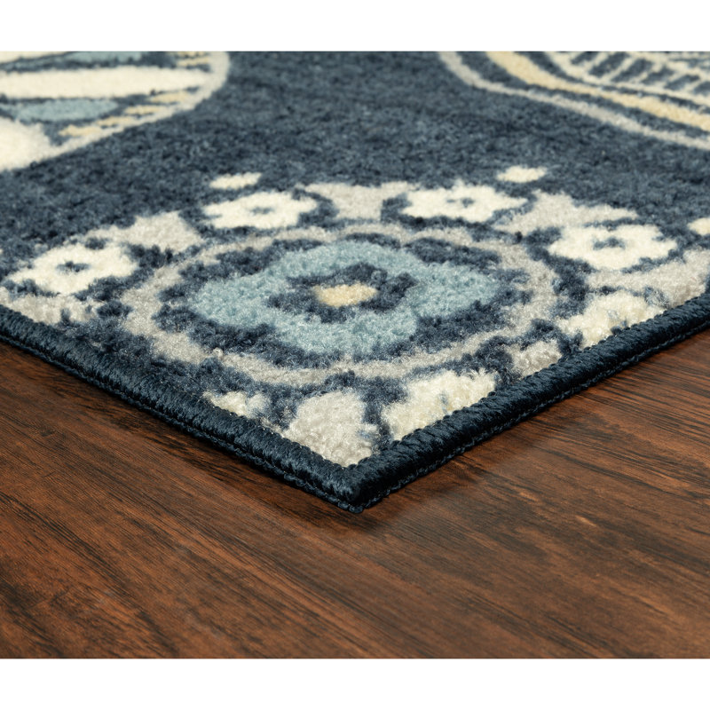 Adderley Floral Persian Blue Area Rug, Rectangle 2'6" x 3'10"