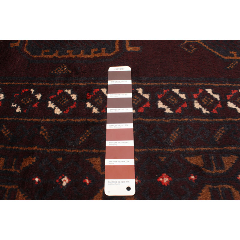 Tapis de couloir brun en Tapis décoratif laine de conception unique 4 pi 6 po x 10 pi 2 po Brayde noué à la main 1990s