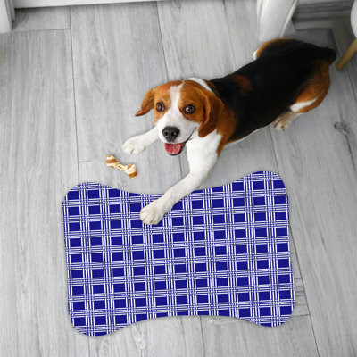 White Navy Stripes - 1 Piece Bone Shape Feeding Mat