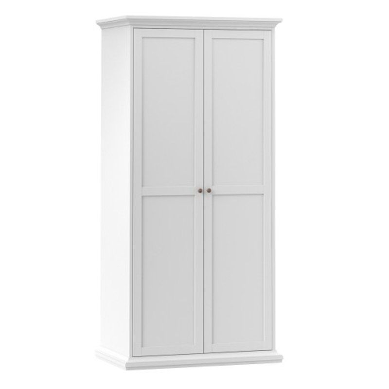 Woodburn 2 Door Manufactured Wood Wardrobe, White