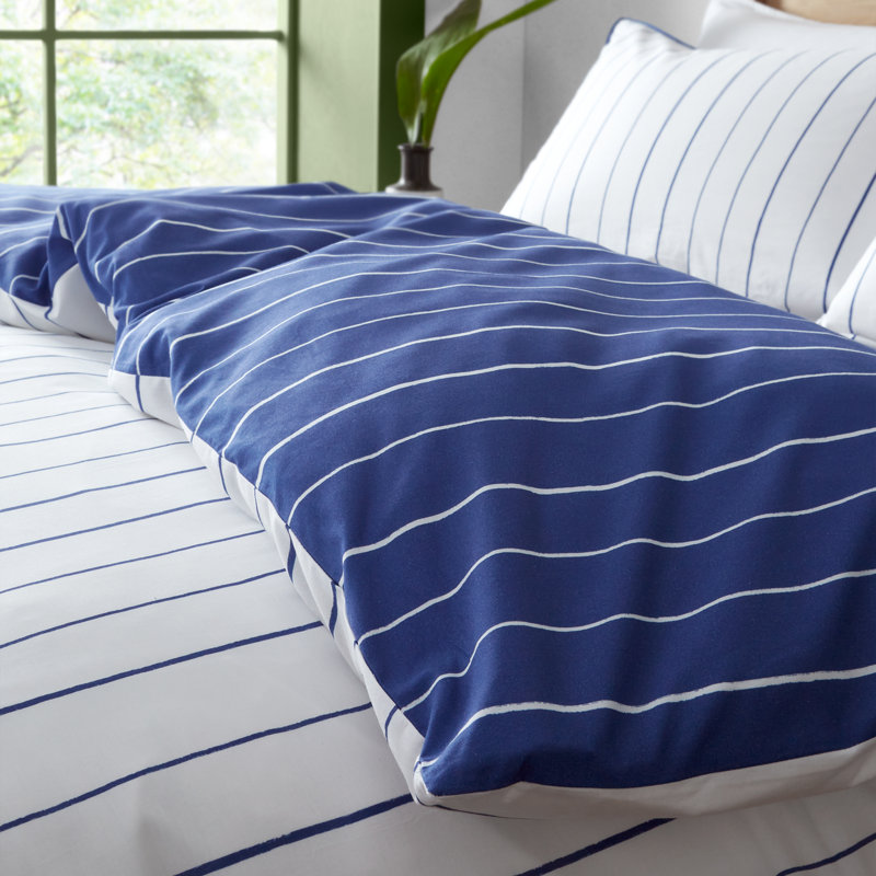 Hastings Stripe 200 Thread Count Cotton Duvet Cover Set, UK Super King + 2 Standard Pillowcase
