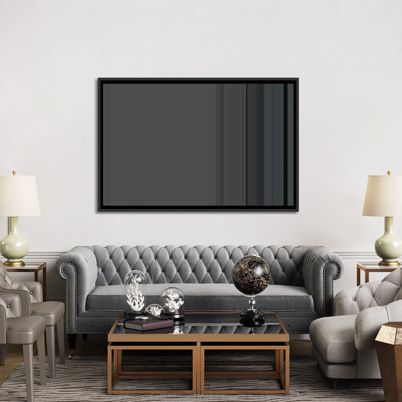 Rayures gris anthracite, impression sur toile, H 18 po x l 26 po x P 1,5 po, Toile avec cadre noir, Pas de tapis