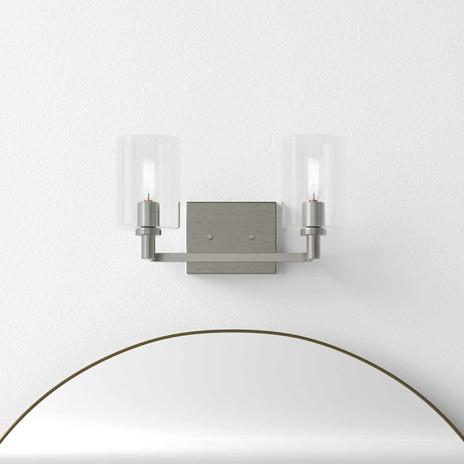 Haines 2 Light Transparent Dimmable Vanity Light, Brushed Nickel