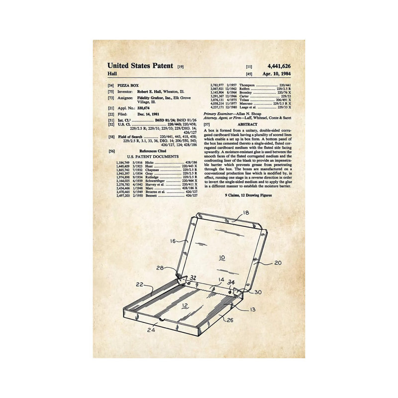 " Pizza Box " by Patent77, 18" H x 12" W x 1.5" D