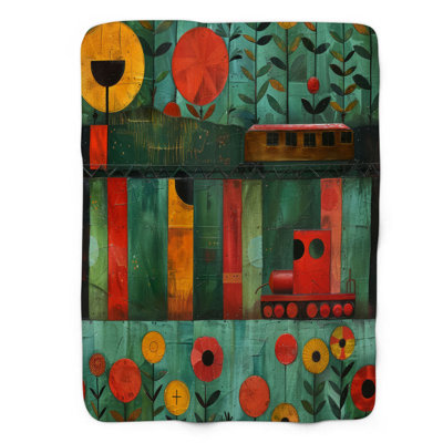 Crimson Locomotive - 1 Piece Premium Sherpa Blanket