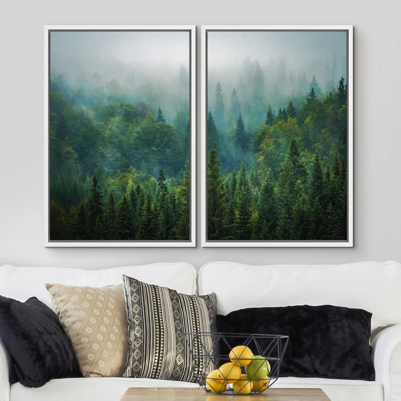 Vue aérienne de la forêt verte, impression de paysage rustique sur toile, 2 pièces, H 24 po x l 32 po x P 1,5 po