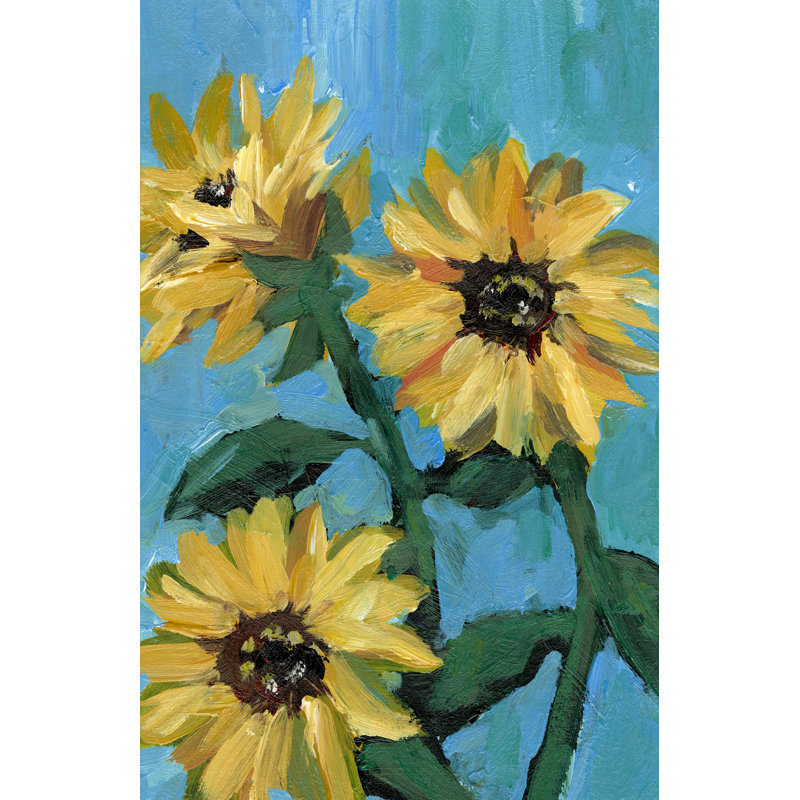 Yellow Flowers - Painting Print, 76cm H x 51cm W, Black Floater Framed