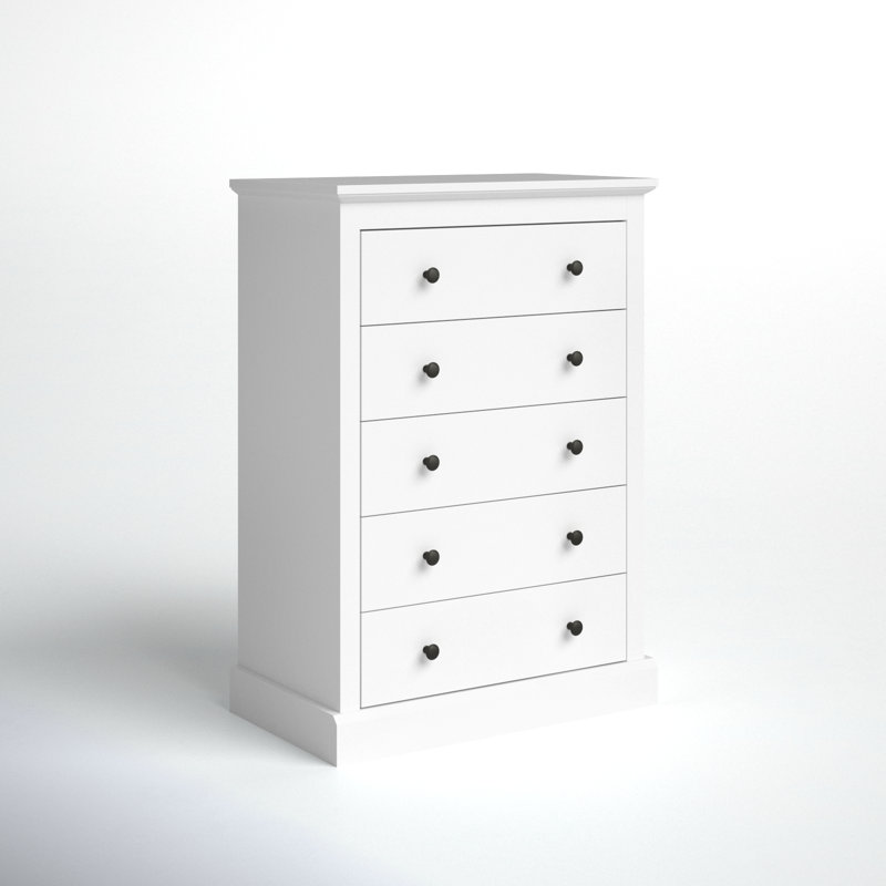 Commode 5 tiroirs Barbee, Blanc frais