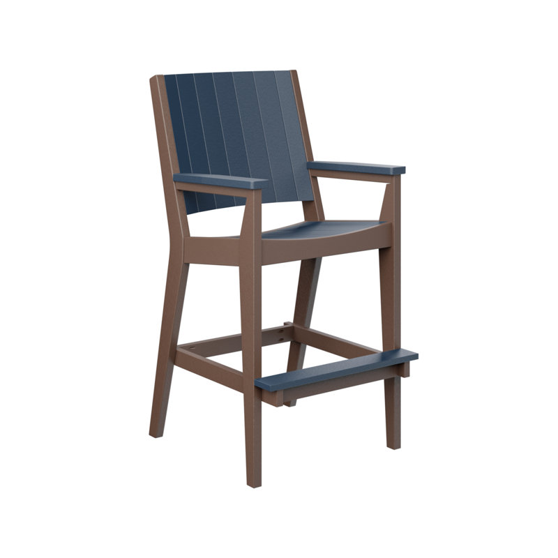 Mayhew Outdoor Bar Stool, Chocolate Brown, Navy Blue