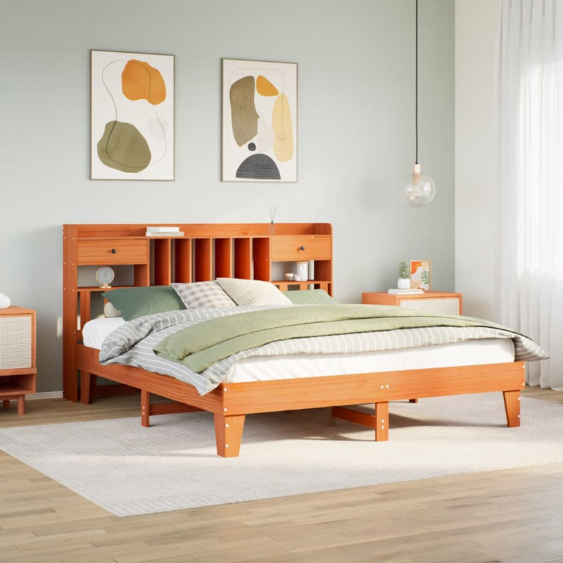 Storage Bed, 200 x 200cm, Wax Brown