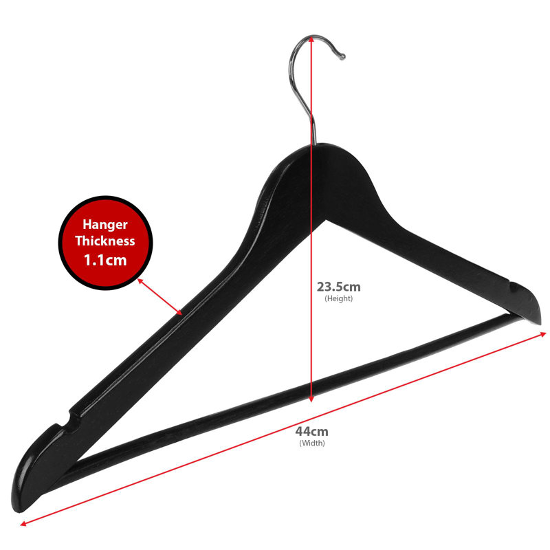 Yerkes Wood Standard Hanger for Dress/Shirt/Sweater, Black