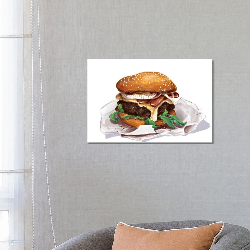 «Bacon Burger» par Amber Day - impression sur toile tendue, H 18 po x l 26 po x P 1,5 po