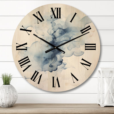 Ethereal Blue Watercolor Bliss V - Abstract Painting Oversized Wood Wall Clock