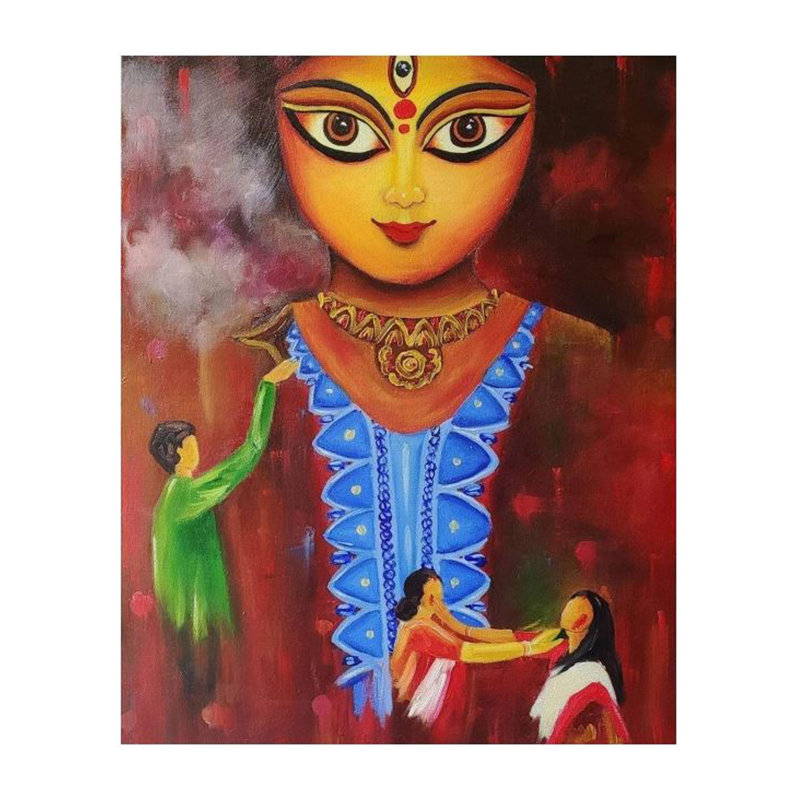 Maa Durga | Huile sur toile | Par Namrata Dey