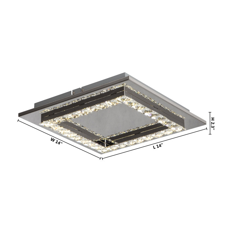Mizer Modern 1 Light Square LED Crystal Flush Mount