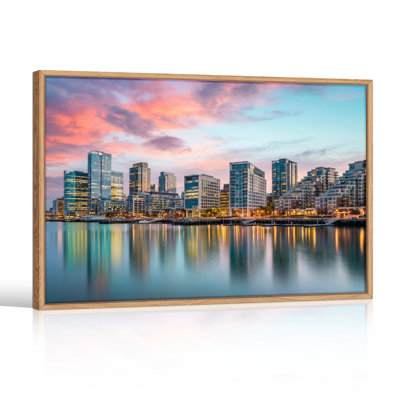 Ensemble de 1 tableau sur toile représentant la silhouette de la ville