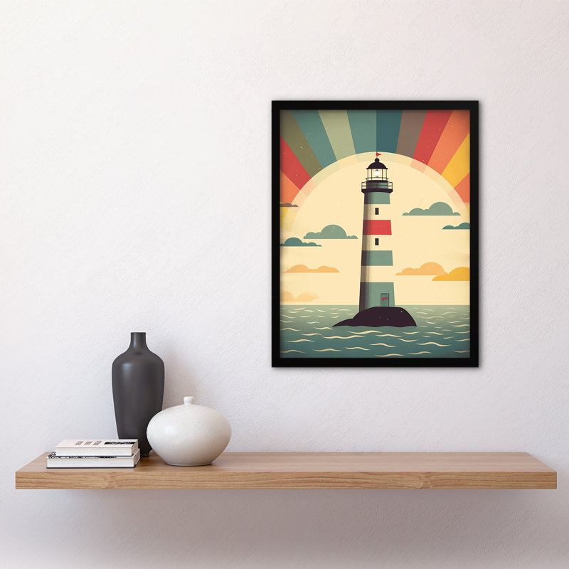 Meran Retro Lighthouse Bathroom - Single Picture Frame Print