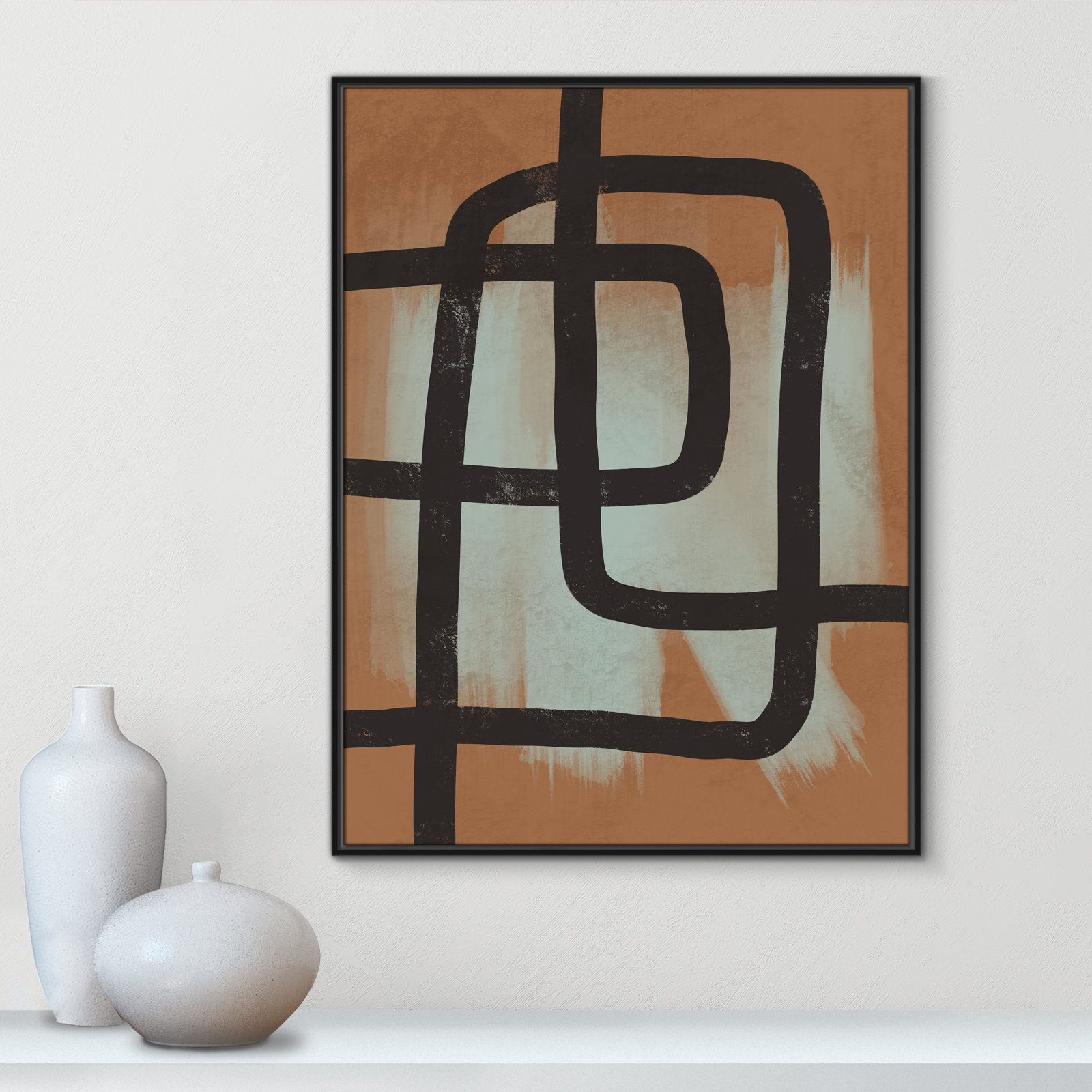 Many Paths Taken 2 Painting, Black, 41.5" H x 31.5" W x 2" D