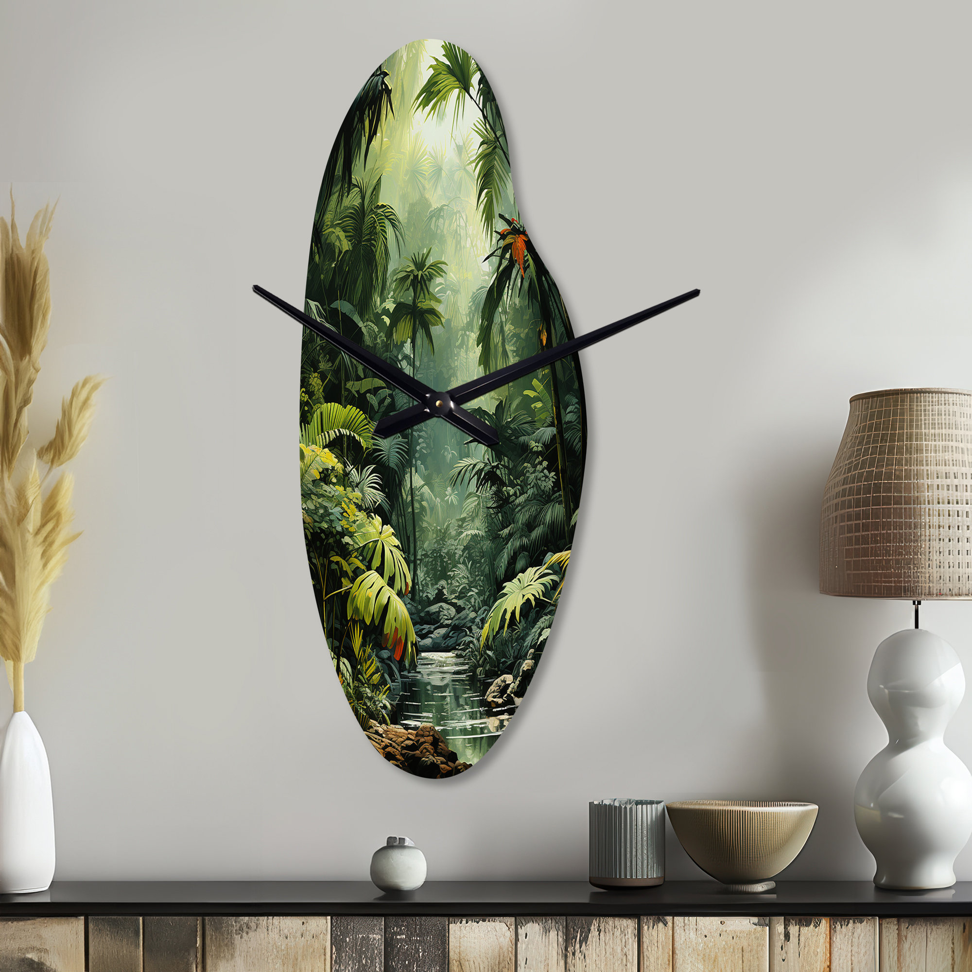 Ivy Bronx Safaree Curved Shape Unique Jungle Wall Clock Wayfair