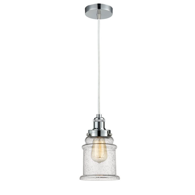 Luminaire suspendu en forme de cloche à 1 lumière Waterville, Chrome poli/blanc