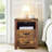 Nightstand with Charging Station,Side Table with 2 Drawers Storage Cabinet for Bedroom, Living Room-827328864-814558976